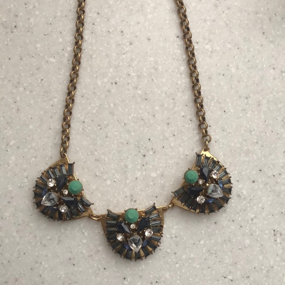 J. Crew Blue Turquoise and Gold Statement Necklace